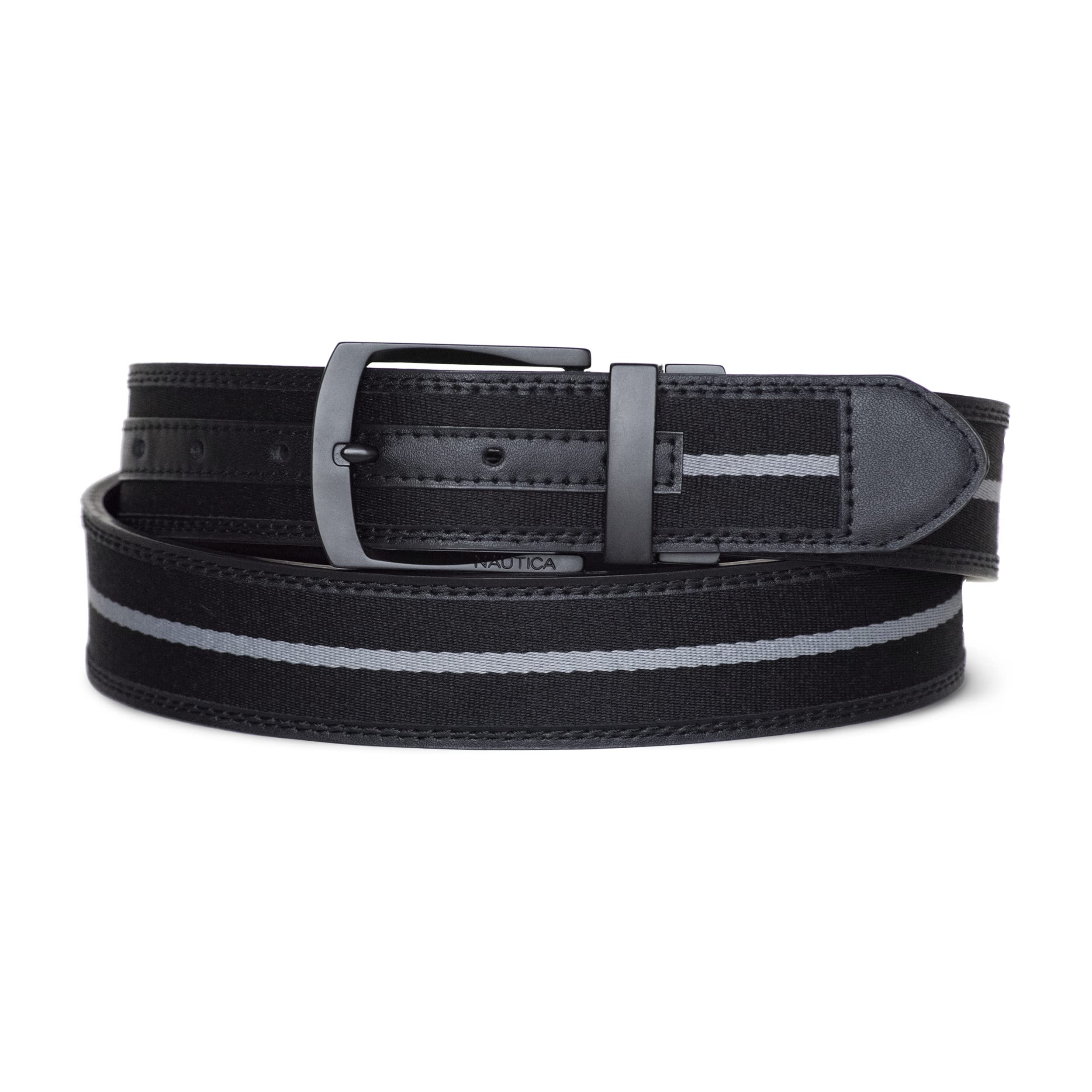NauticaMen's Reversible Leather Casual and Dress Belts with Metal Buckle