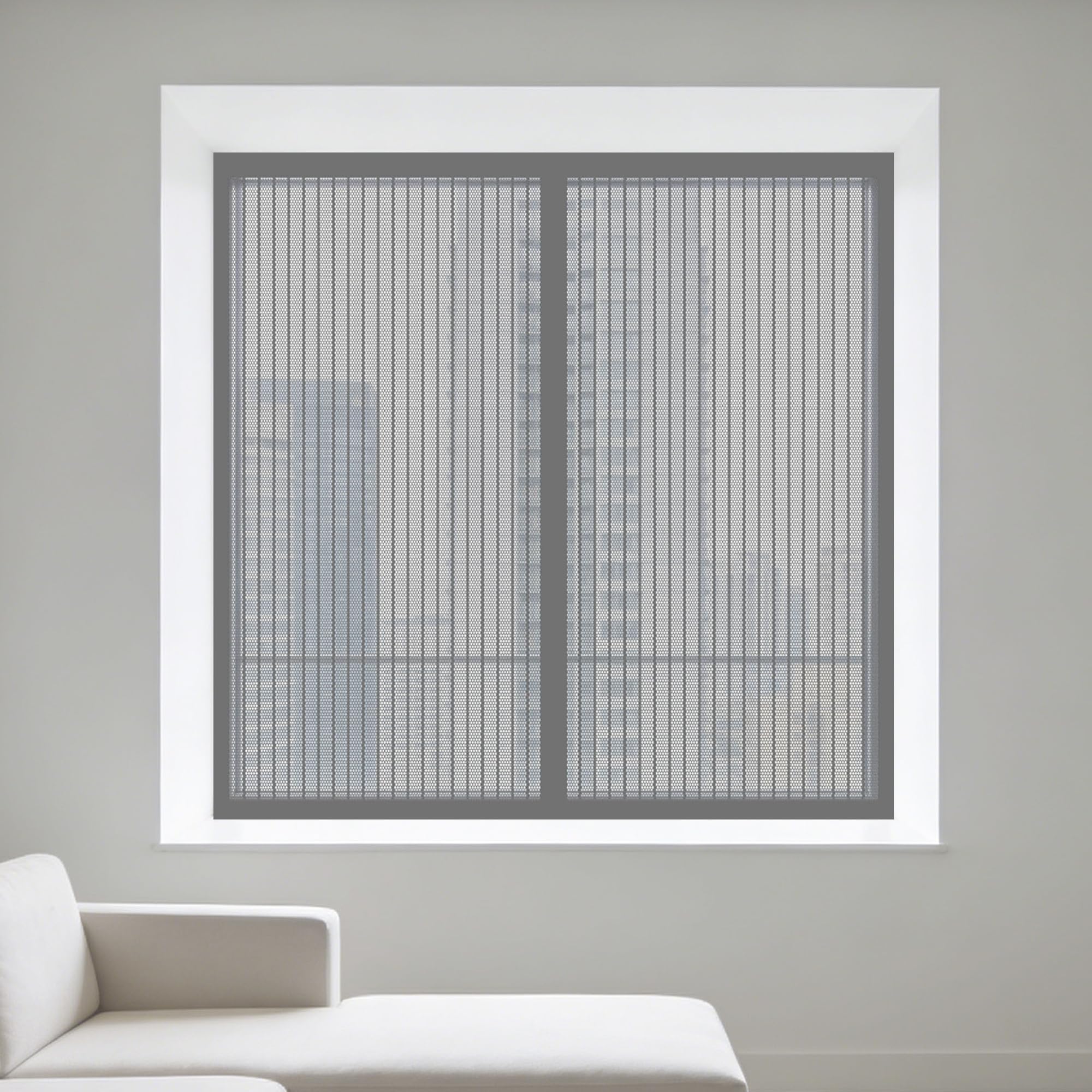 Window Fly Screen 115 x 115 cm with Selfadhesive Bug Net for Windows Excellent Ventilation While Blocking Bugs for Windows Doors and Patio Screens, Grey