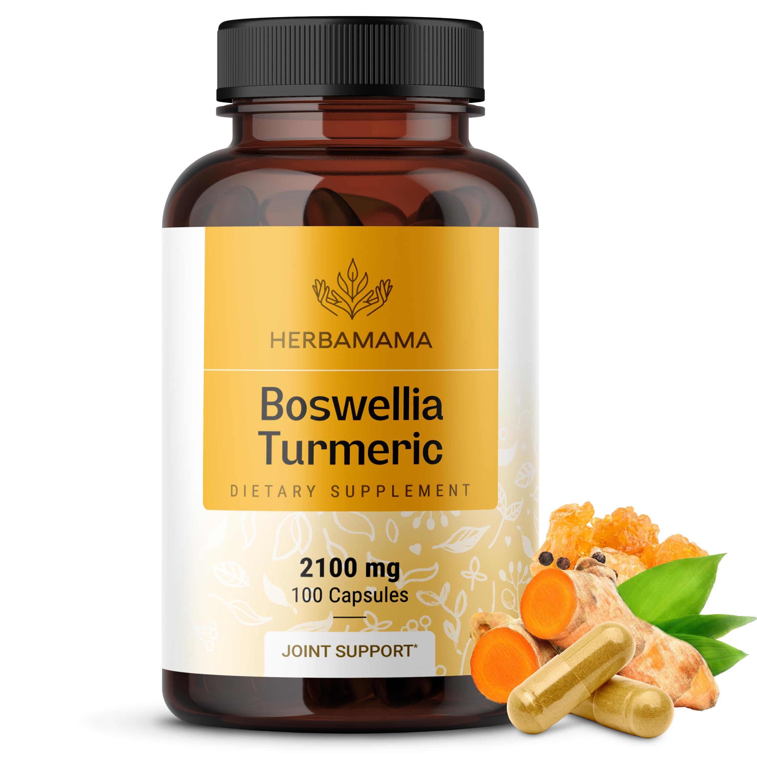 HERBAMAMA Turmeric and Boswellia Extract Capsules 2100mg