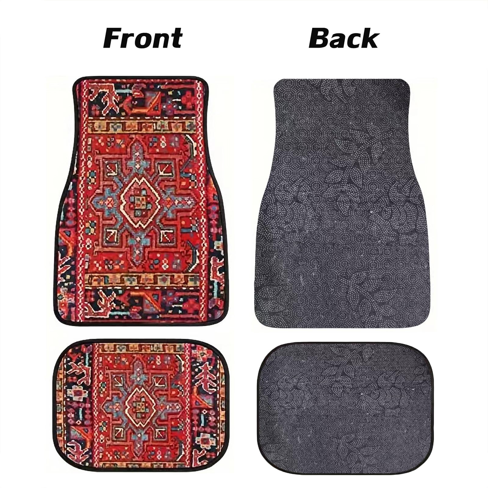 Car Floor Mats Non-Slip Automotive Floor Mats All-Weather Front Rear Car Floor Foot Mat Sets of 4 Pieces Foot Mats Rugs Carpet for Car Trucks SUV Sedans (Red)