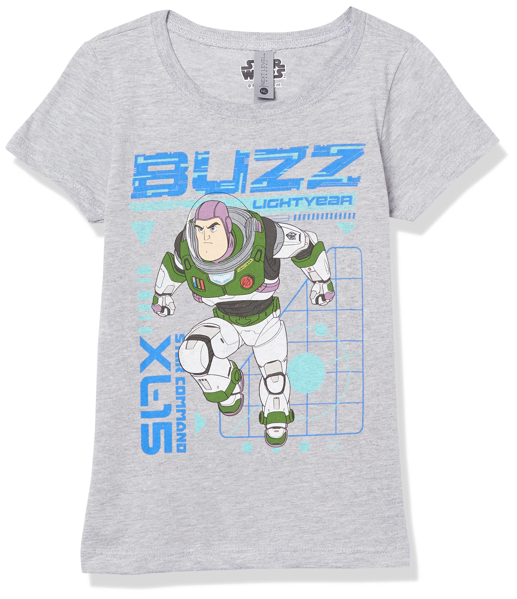 Boys' Big Lightyear Buzz XL-15 Star Command Short Sleeve Tee, Heather Grey, 8