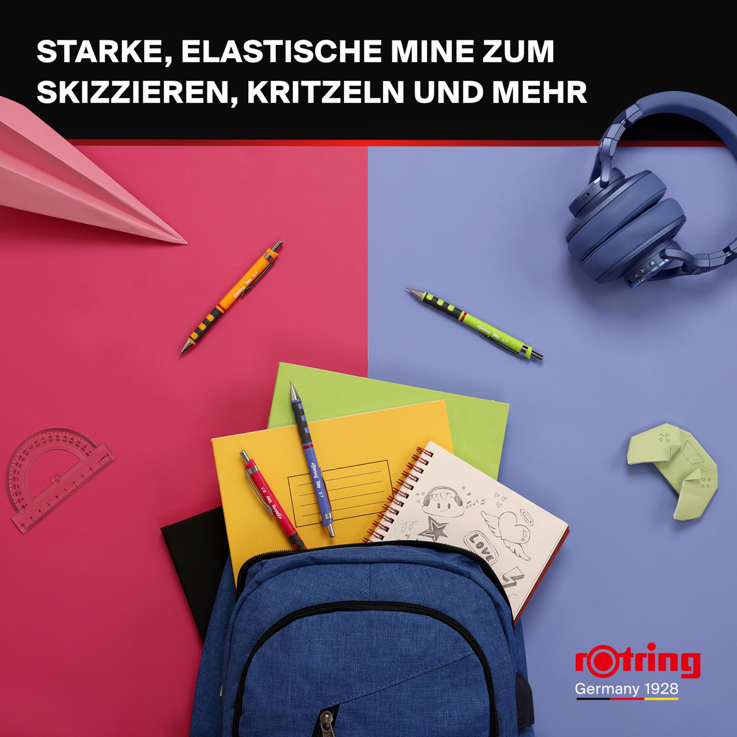 rOtring Tikky Druckbleistift | HB 0,7 mm | Schaft in Iris (Blau) | Leicht mit gummierter Griffzone | 12 Stück