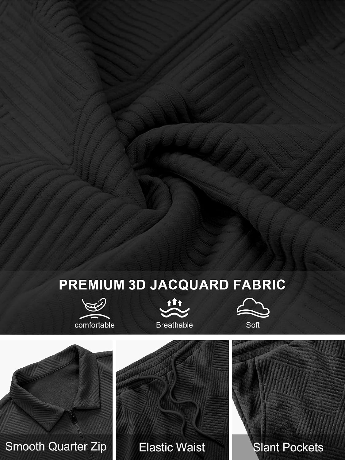 PLEPAN Men's 2 Piece Short Sets Summer Track Suits Casual Beach Outfits 1/4 Zip Golf Polo Shirts with Lightweight 8" Shorts