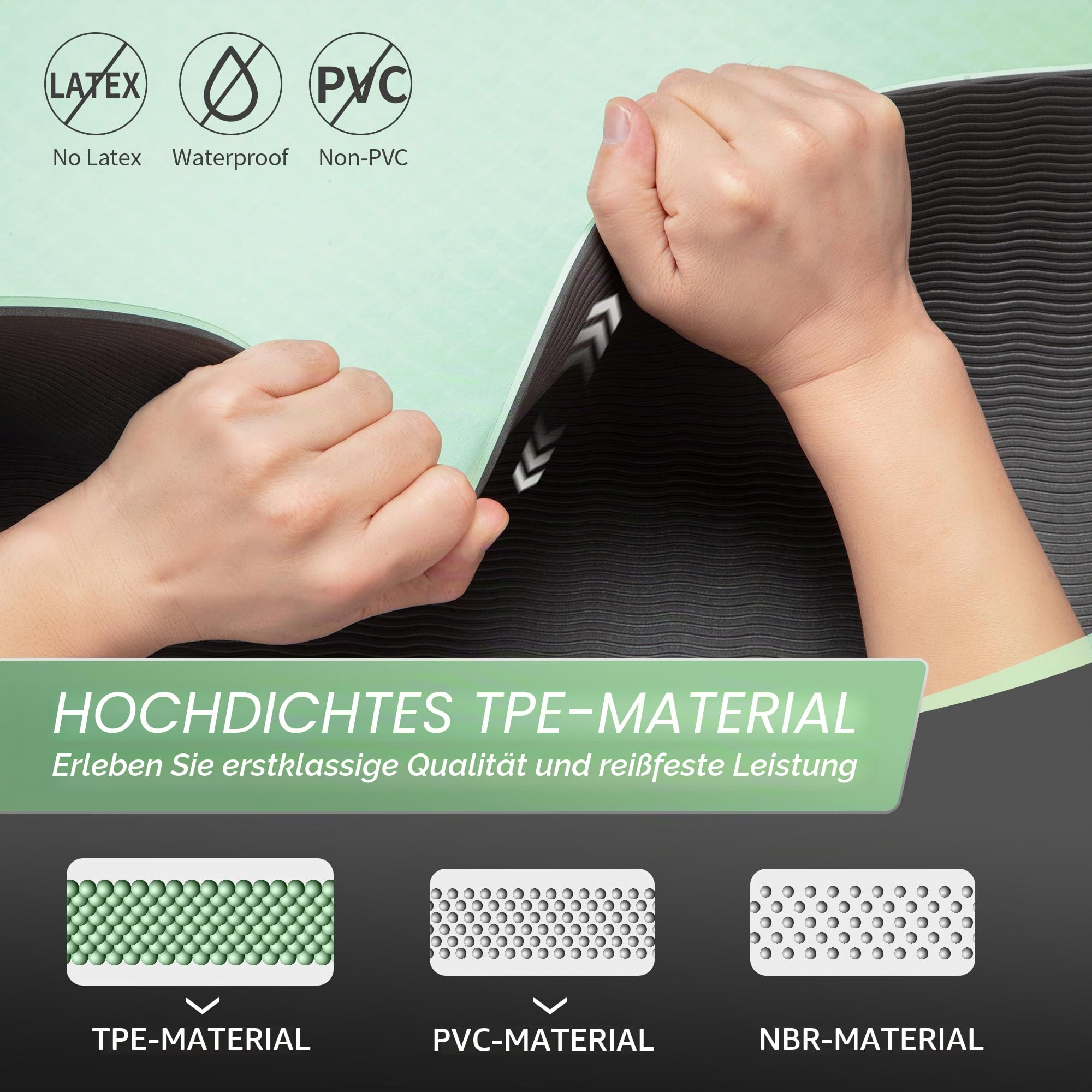 CAMBIVO Yogamatte 183 x 61 cm, 8mm dick, rutschfest & gelenkschonend TPE Fitnessmatte mit Tragegurt, gepolsterte Sportmatte für Yoga, Pilates, Gymnastik & Home Workout