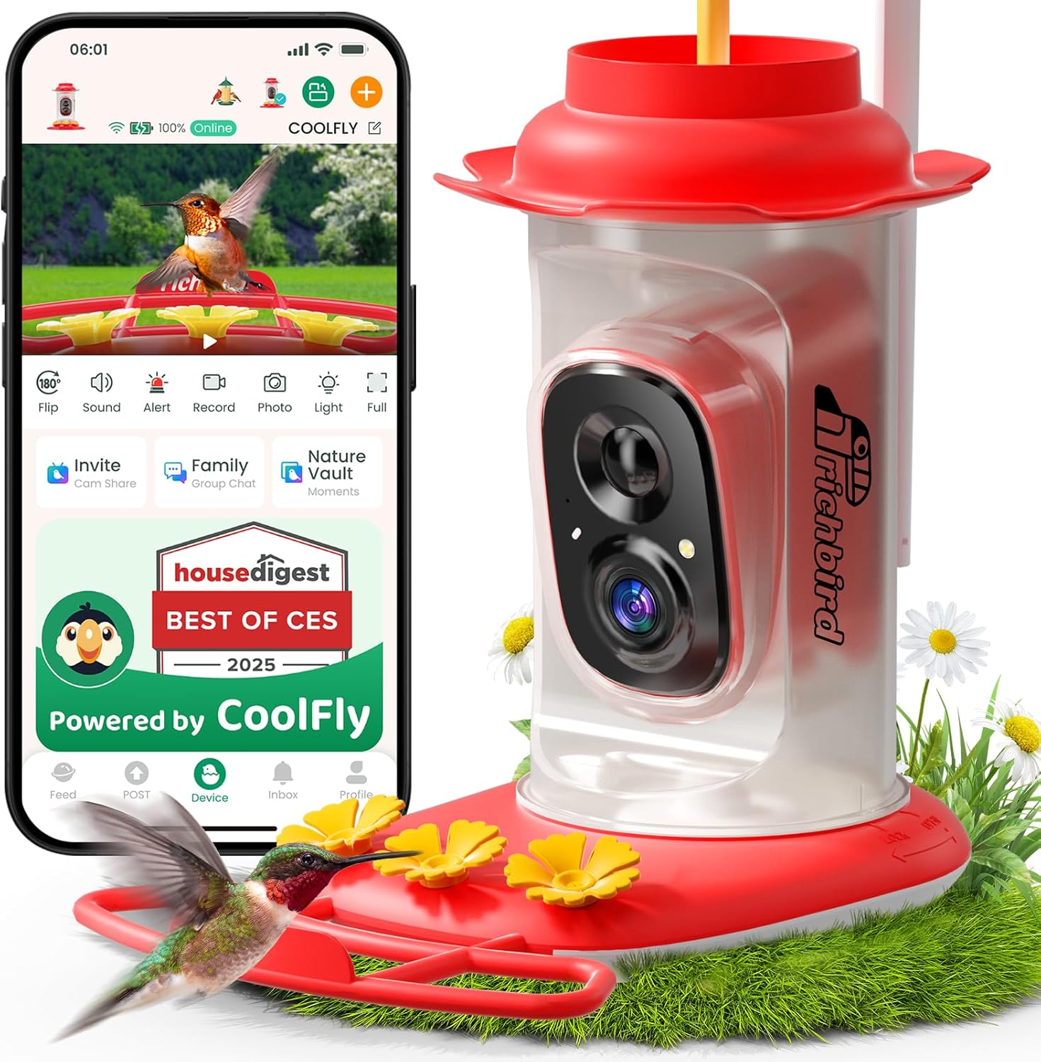 Smart Hummingbird Feeder With Camera Solar Powered, AI