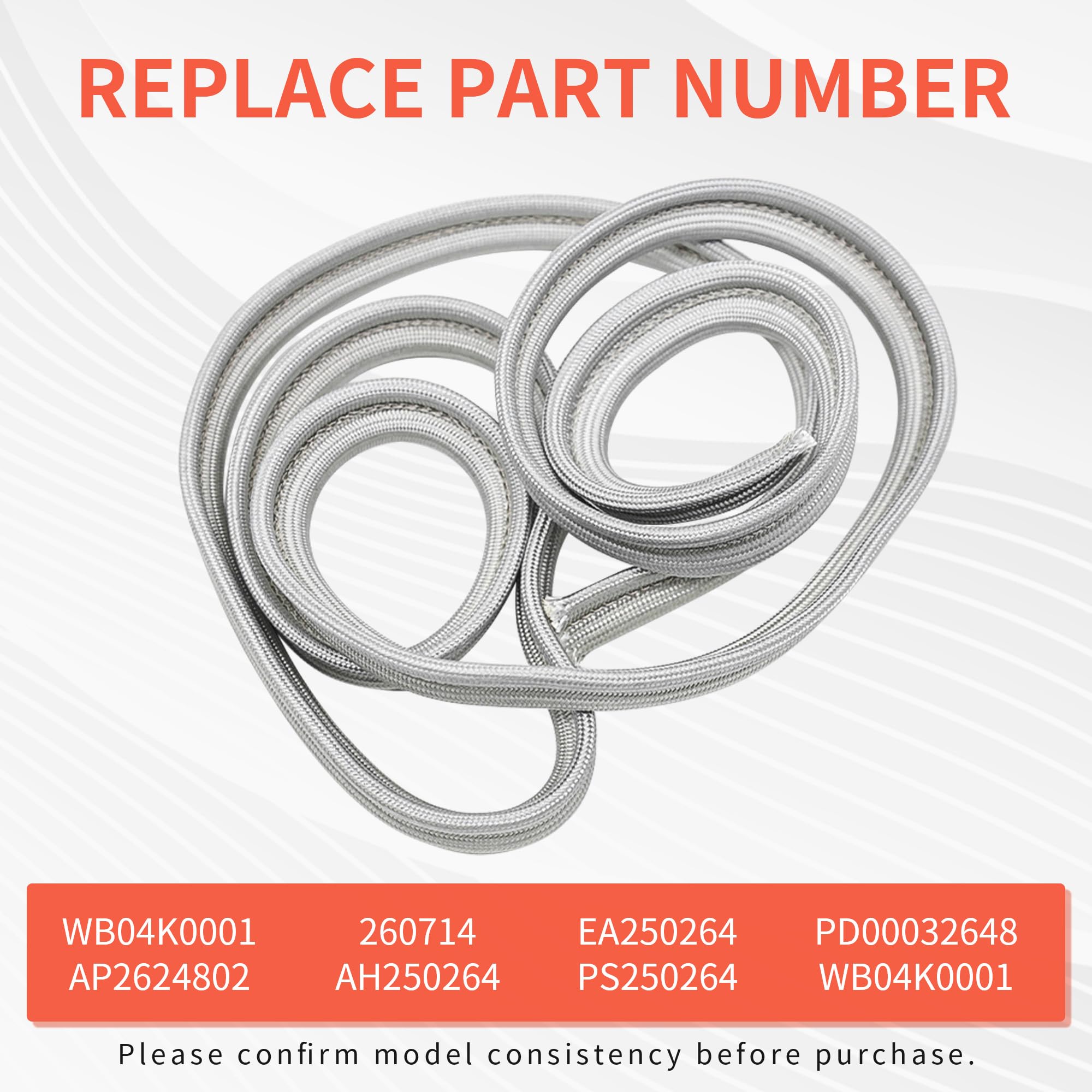 Sello de junta de puerta de horno mejorado, pieza # WB4K1 (longitud aproximada es de 78.77 pulgadas), compatible con algunas gamas u hornos GE, Hotpoint y Kenmore