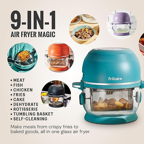 Miniatura 2 de Self-Cleaning Air Fryer 5 Quart with 360 Visibility, Non-Toxic, BPA-Free, 400F Vortex for Even Cooking, 6-in-1 Functions, Rotisserie, Roast, Bake,