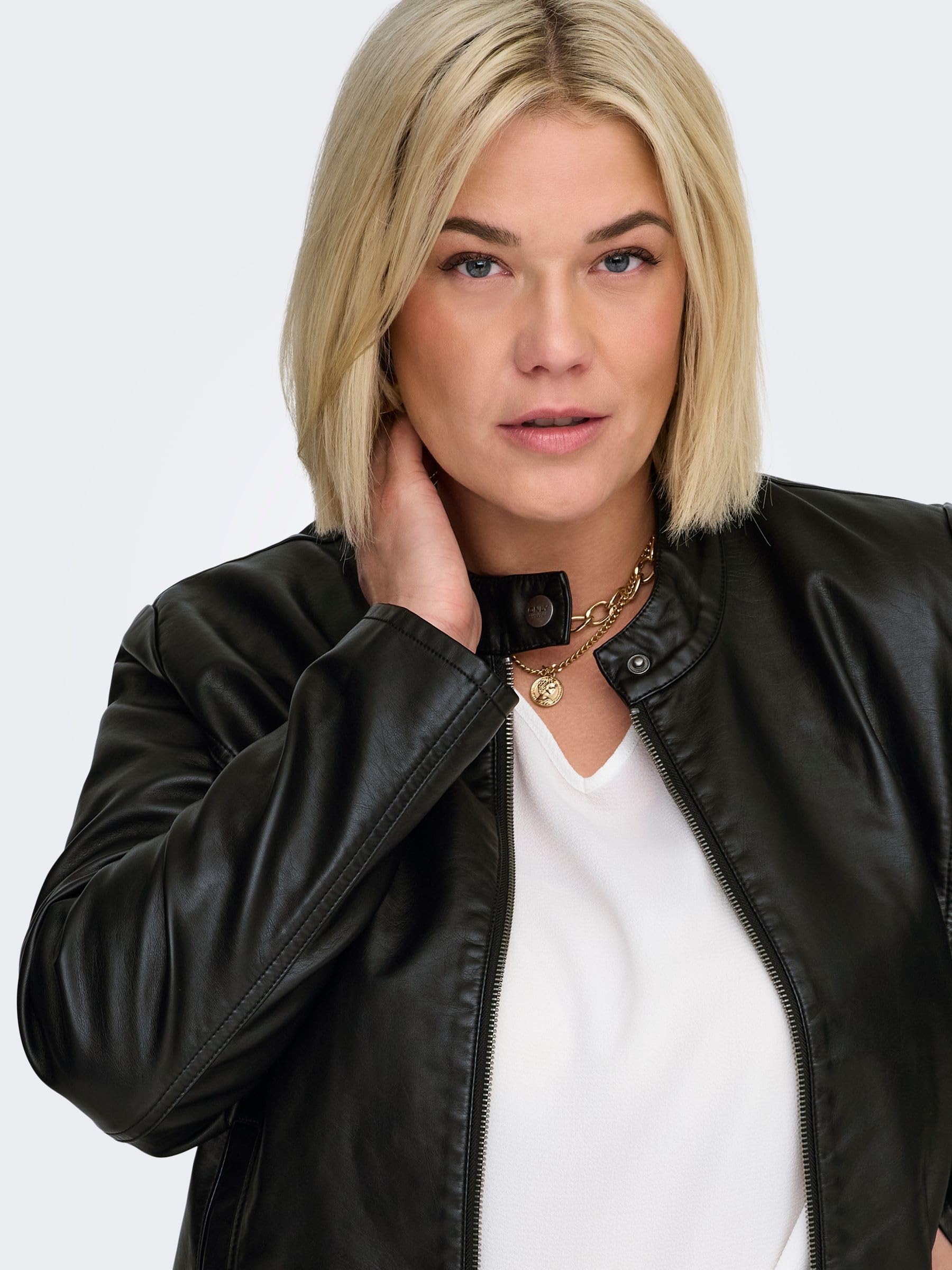 ONLY Carmakoma Carrobber - Chaqueta de piel sintética para mujer, Negro, 44