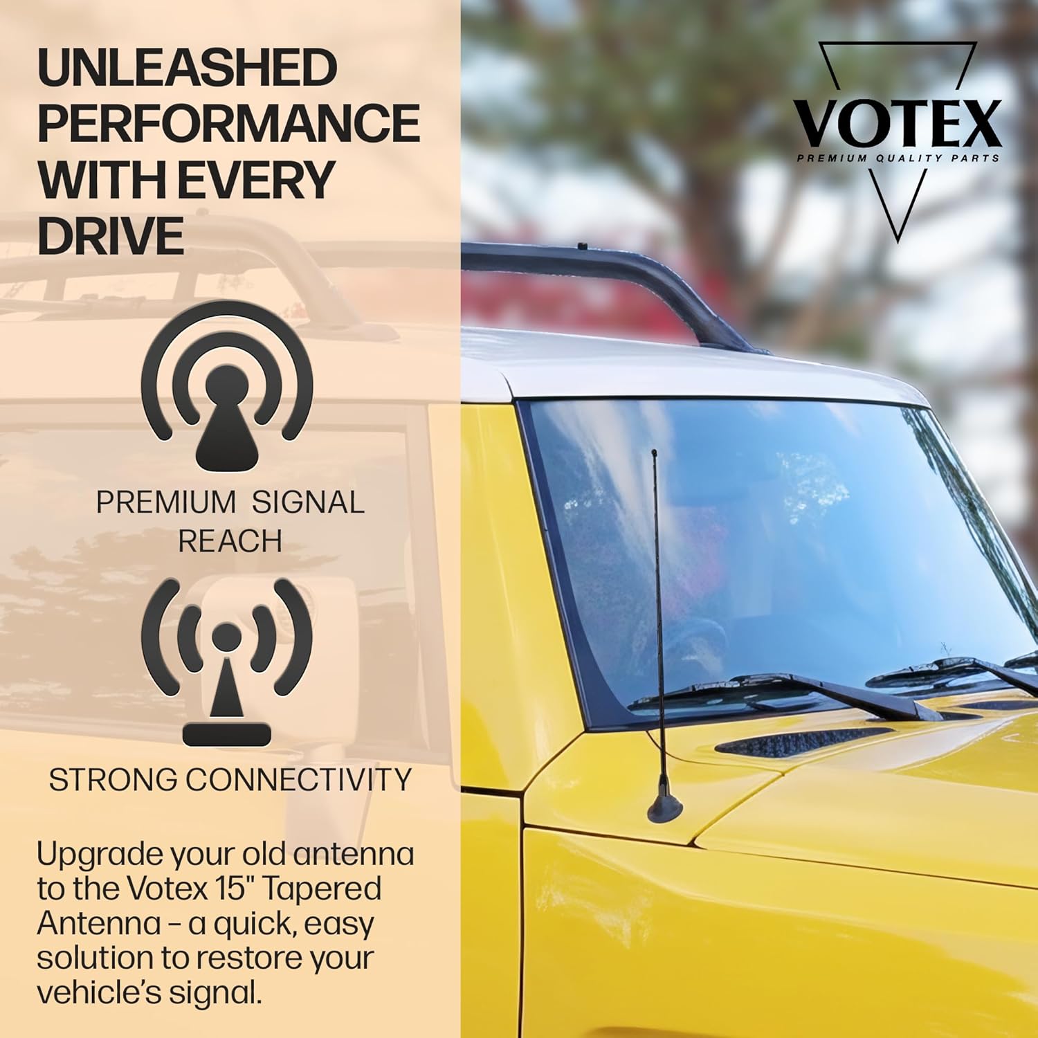 AntennaMastsRus - 15 Inch Black Antenna is Compatible with Ford F-150, F-250, F-350, F-450, F-550, F-600, F-650, Raptor (1950-2026) - Bronco | Dodge Ram 1500, 2500, 3500 - USA Steel Threading