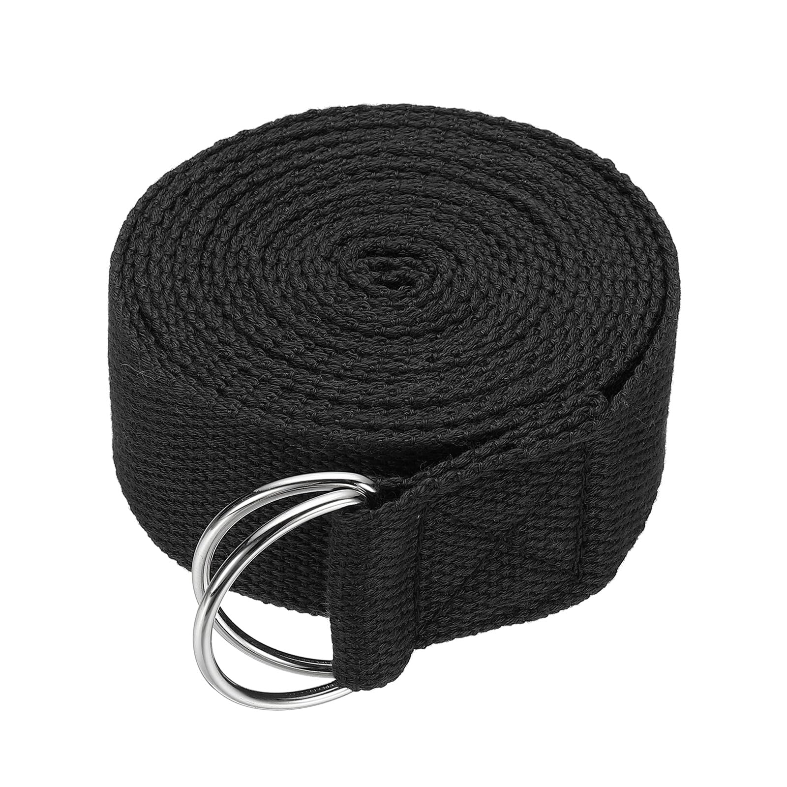 YELARXI Yoga Strap for Stretching, Athletic Stretch Band 10.5ft & Black with Adjustable Metal D Ring Buckle Yoga Bands - Fitting for (Pilates/Physical Fitness/Gym Workout Dance)