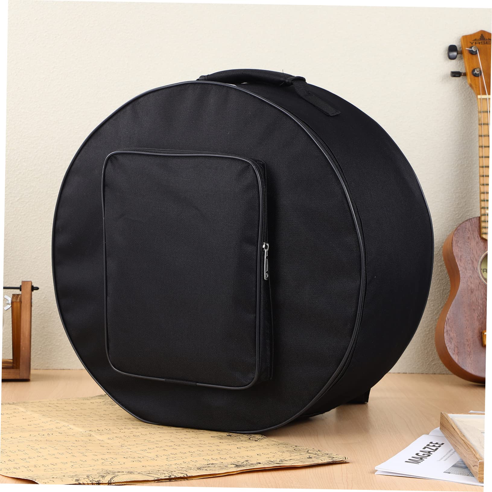 Toyvian Mochila Portátil para Caja de Batería de Nylon Negro Asa de Transporte y Protección para Instrumentos de Percusión Redonda