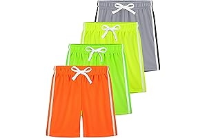 4 Pack Athletic Running Shorts for Active Boys (Size 7)