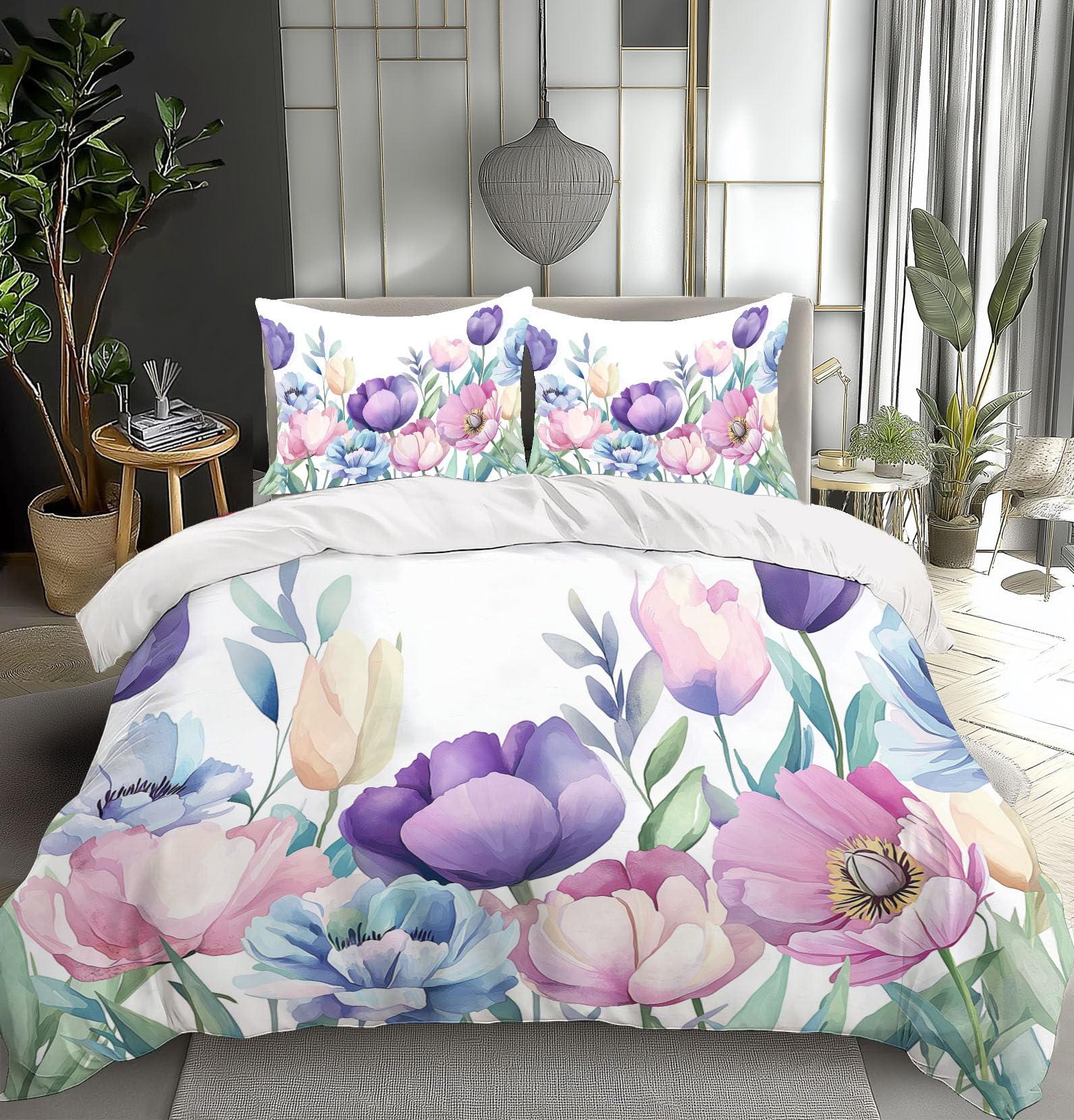 Housse de couette 200x200cm fermeture éclair pour éviter la couette qui glisse