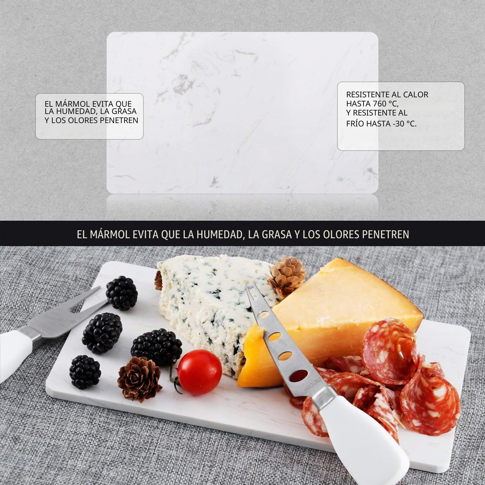 hecef Juego de Tablas de Queso de Madera de Acacia, Plato de Queso con 2 cajones deslizables, Juego de Cubiertos, Platos de Aperitivos y Pizarra de Queso de mármol, Tabla de Embutidos para Servir