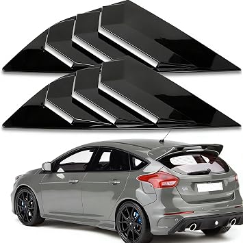 AUTOXBERT 2x Gloss Black Car Rear Window Louvers Vent Trim For Ford Focus ST RS MK3 12-18, Provide some privacy and additional shade for your car exterior