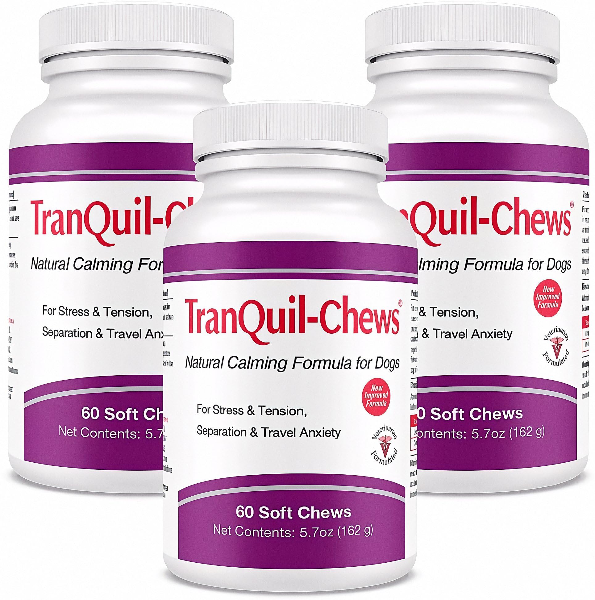 Tranquil-Chews for Dogs - Contains Chamomile, L-Tryptophan, and Melatonin - Relieves Stress and Tension - Ease Travel and Separation Anxiety - 180 Soft Chews