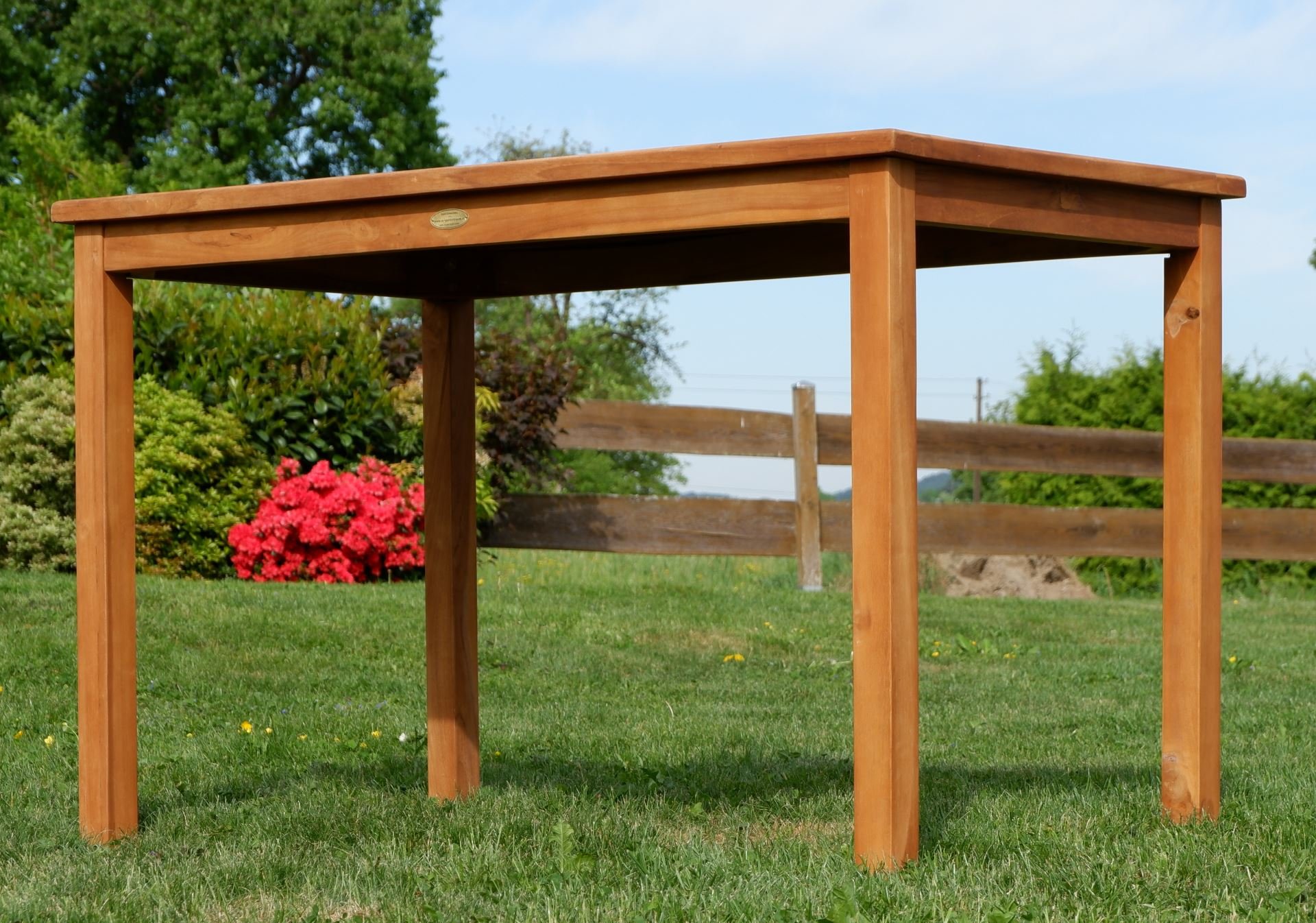 ALEOS. echt Teak Holztisch 120x70 cm Gartenmöbel Gartentisch Garten Tisch Holz sehr robust aus der Serie Alpen