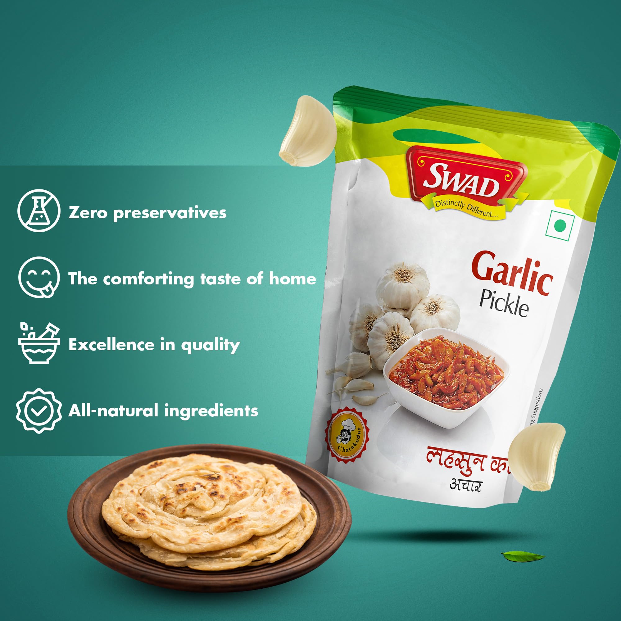 SWAD Distinctly Different and Delicious Garlic Pickle/Lahsun Achar - 200gm Each (Pack of 3) 2