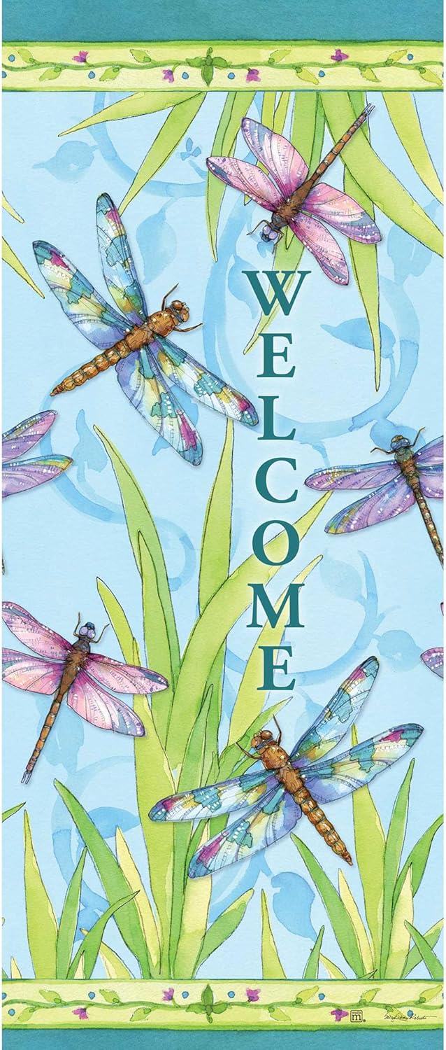 Studio M Art Pole Outdoor Decorative Accessory for Landscaping, Gardens, and Yards, 40 Inches Tall Weather Resistant PVC with Vinyl Wrap, Dragonfly Days
