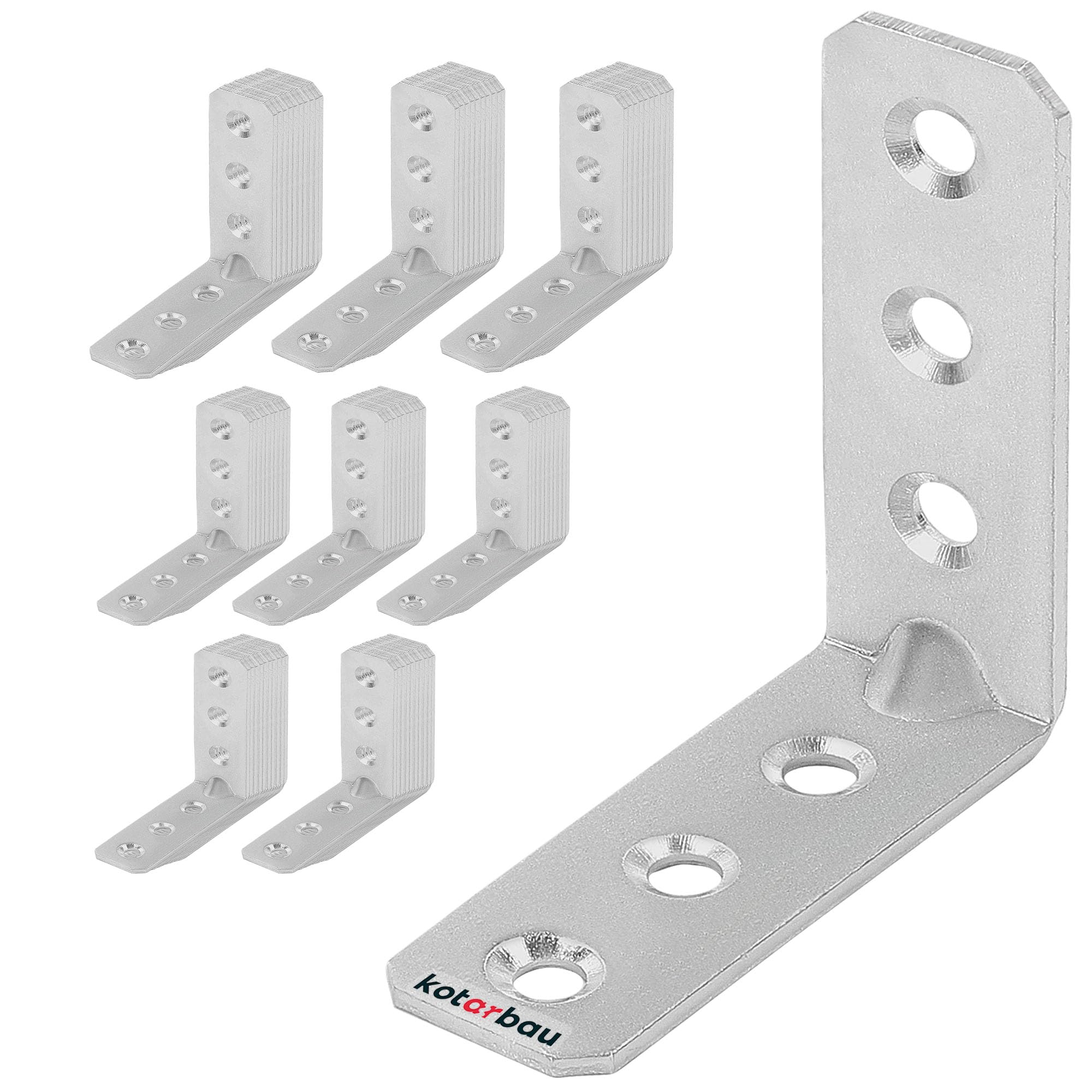 KOTARBAU® 100er Set Winkelverbinder 60 x 60 x 20 mm Sicke Stahl Bauwinkel Montagelöcher Möbelwinkel Verzinkt Schwerlast Holzverbinder Montagewinkel Stuhlwinkel