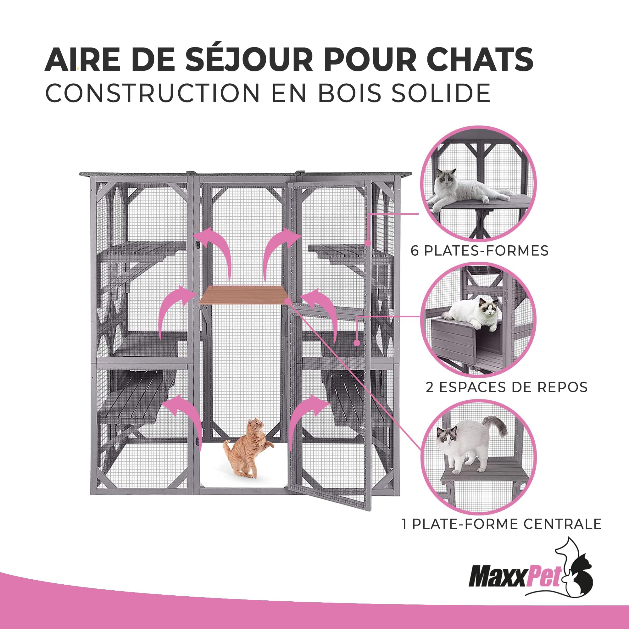MaxxPet Grande Cage à Chat - Run et Volière - 181x70x180cm