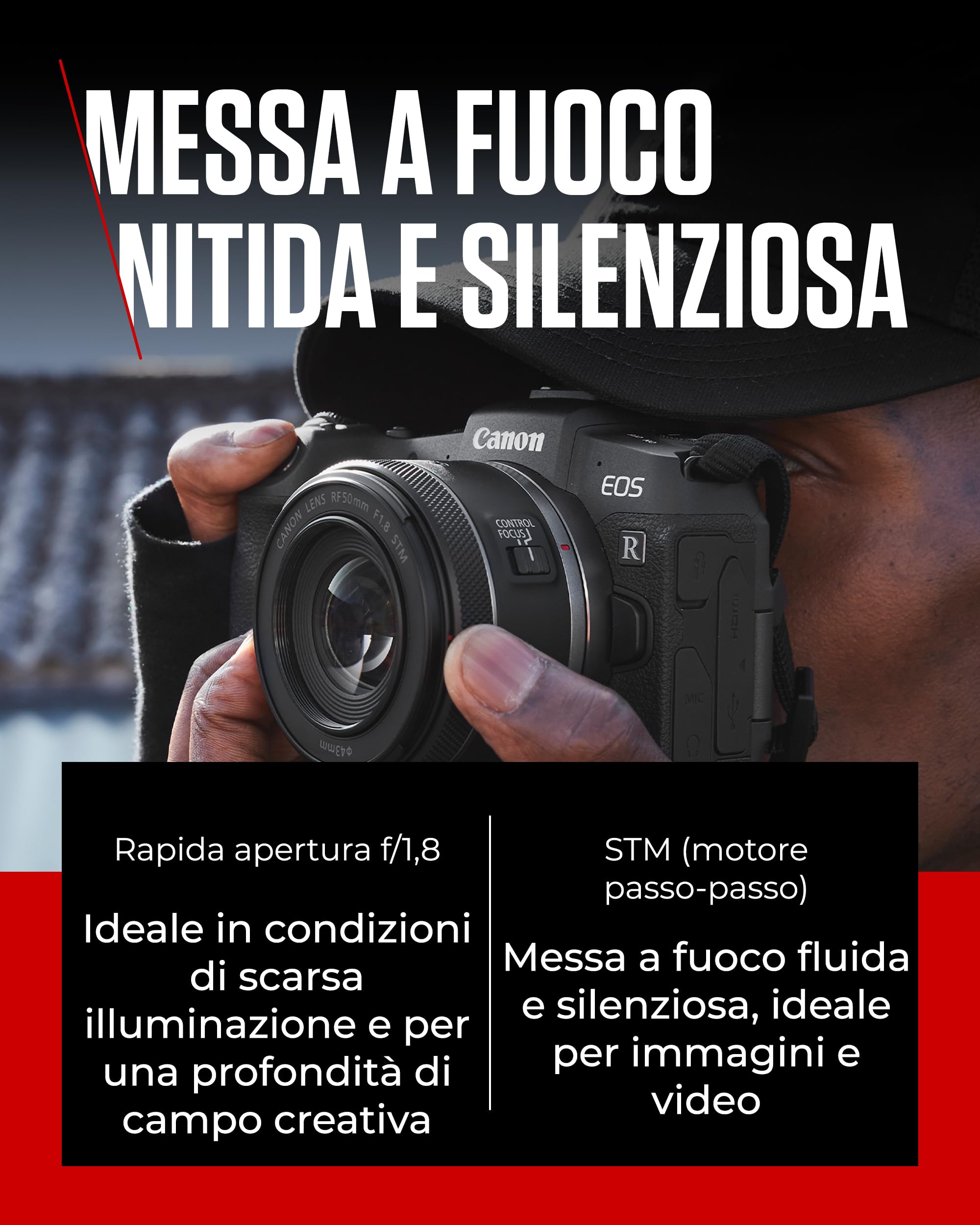 Canon Obiettivo RF 50mm F1.8 STM Compatto e Leggero per Fotocamere EOS Serie R