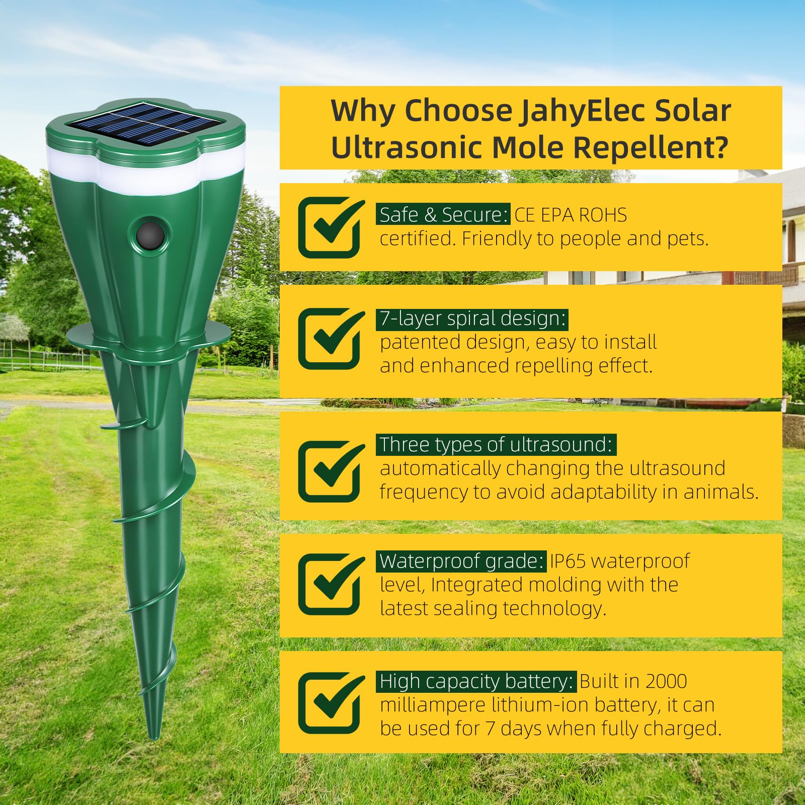 2026 Solar Mole Repeller Maulwurf Vertreiber,4 Stück Maulwurfvertreiber Wühlmaus Vertreiben,Wetterfest, Solar Maulwurfschreck Ultraschall Tiervertreiber für Garten, Hof, Bauernhof,Tierfreundlich