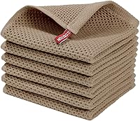 Vista 163 de Homaxy Paños de cocina de 100% algodón con tejido de gofre, ultra suaves, absorbentes, de secado rápido, 12 x 12 pulgadas, paquete de 6, albaricoque
