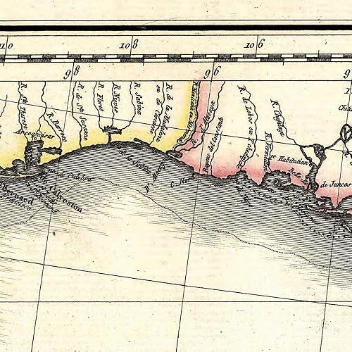 Miniatura 3 de Antiguos Maps Área caribeña incluyendo las Indias Occidentales y del Golfo de México por Pierre Lapie alrededor de 1806  Póster artístico decorativo