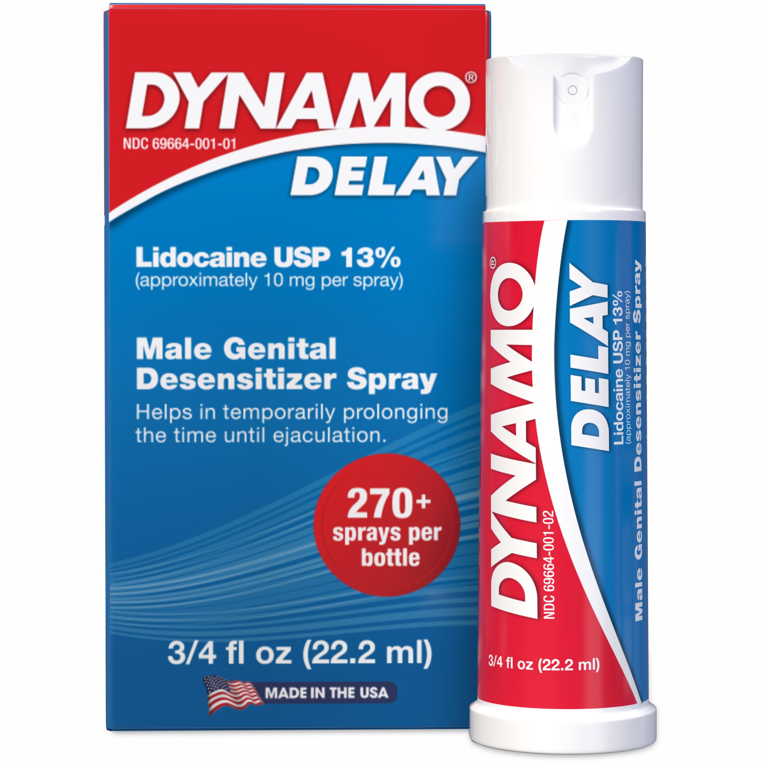 dynamo delay spray for men  13 lidocaine numbing spray to help you last longer in bed  1 pack climax control  fda compliant 075 fl oz