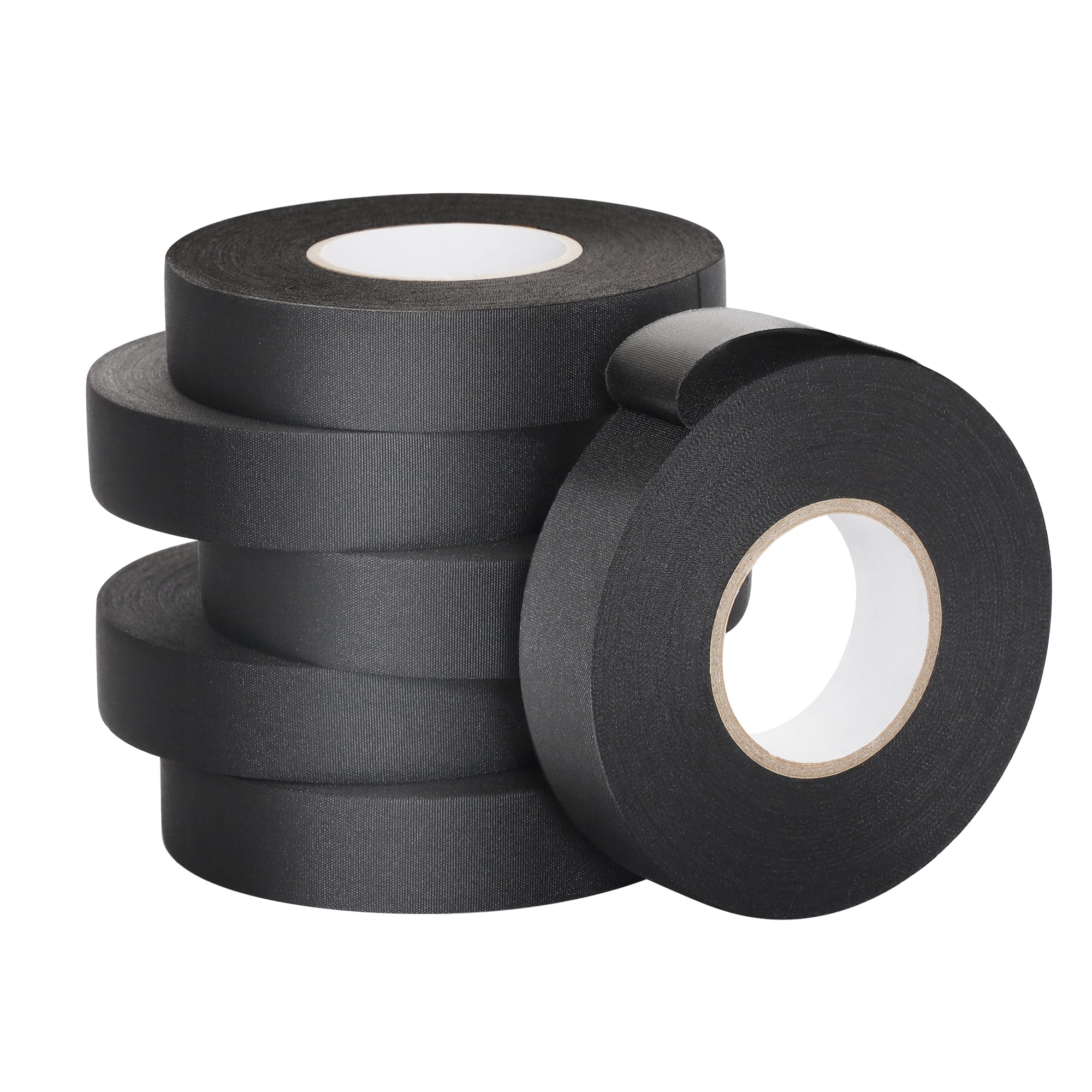 Lichamp 6-Pack Cloth Electrical Tape Automotive, Thicked 9.8 mil x 3/4 in x 66ft, No Residue Fabric Wire Harness Tape High Temp Wiring Loom Tapes,