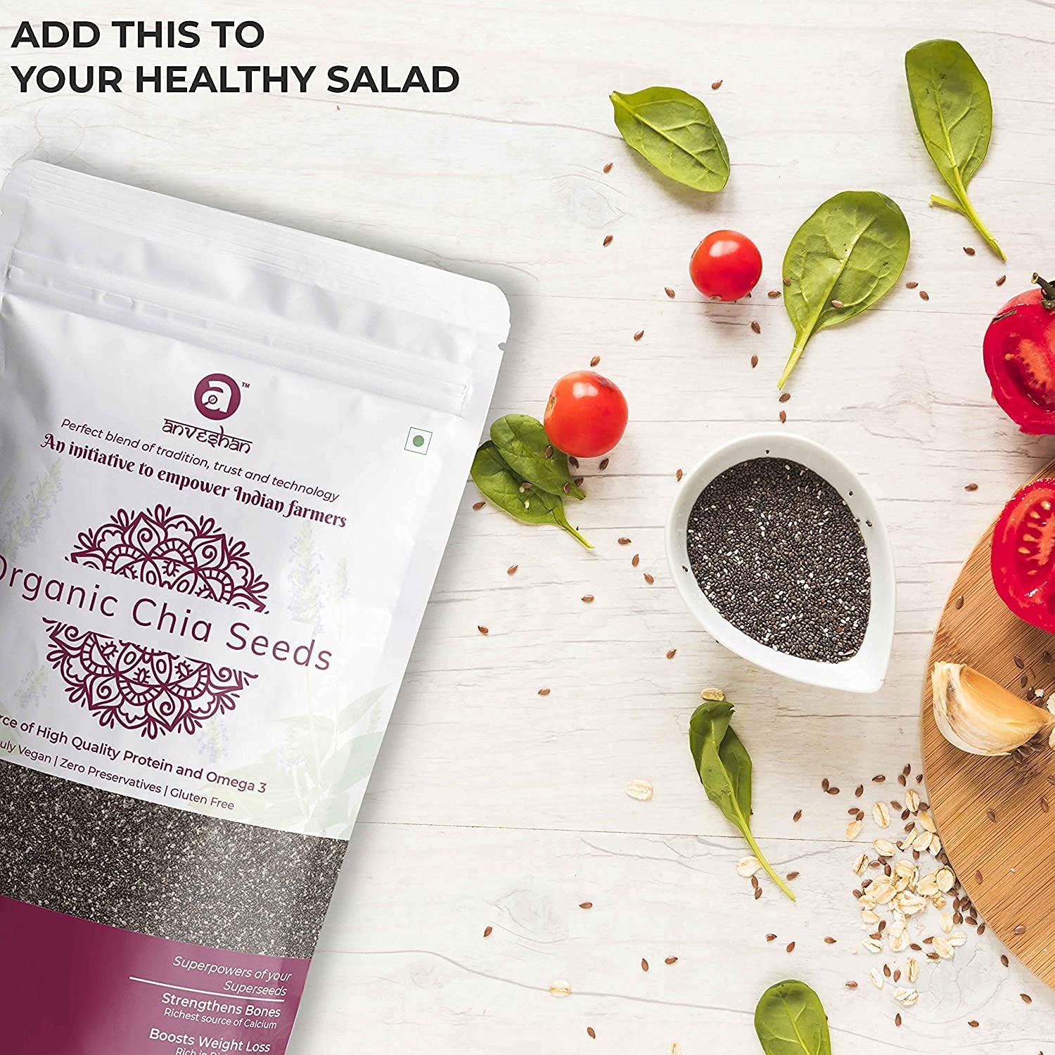 QURA Organiczne nasiona chia | nieprażone, certyfikat USDA, zarządzanie utratą wagi, bogate w kwasy tłuszczowe omega-3, woreczek 300 g