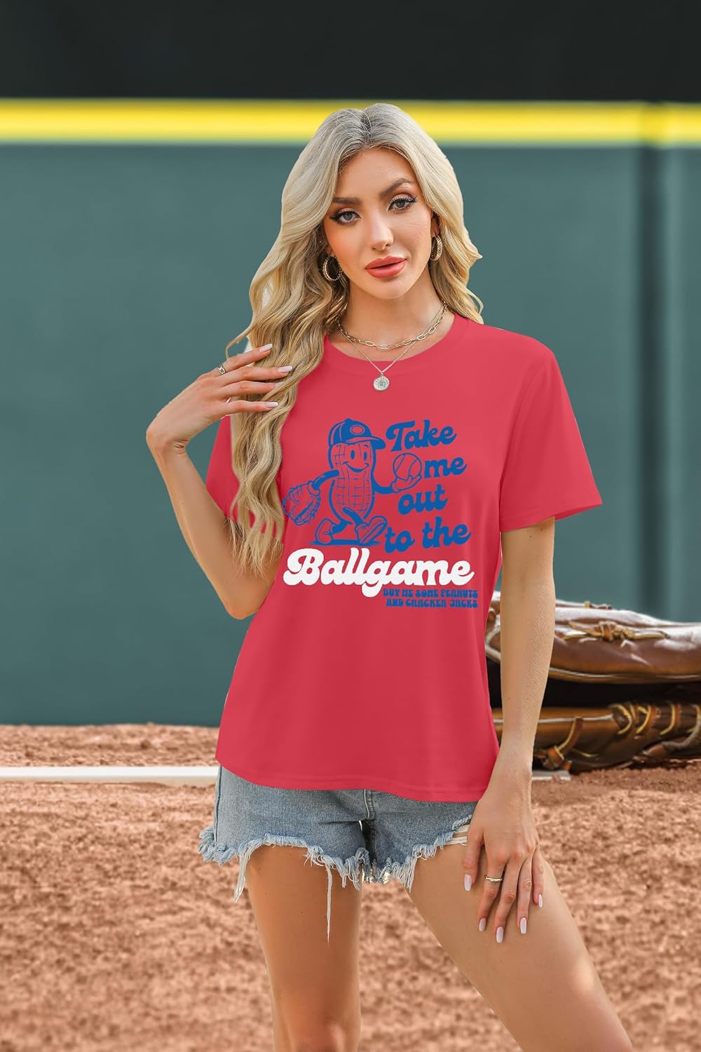 ALLTB Baseball Shirts Women Funny Baseball Mom Shirt Ballgame Graphic Tshirt Game Day Fan Tee Casual Short Sleeve Top - Image 2