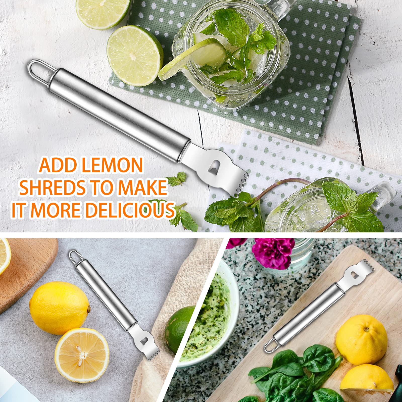 Pelapatate E Zester Per Agrumi - Set Da 2 In Acciaio Inox Per Limone, Arancia E Lime - Utensile Da Cucina Pratico - Foto 7