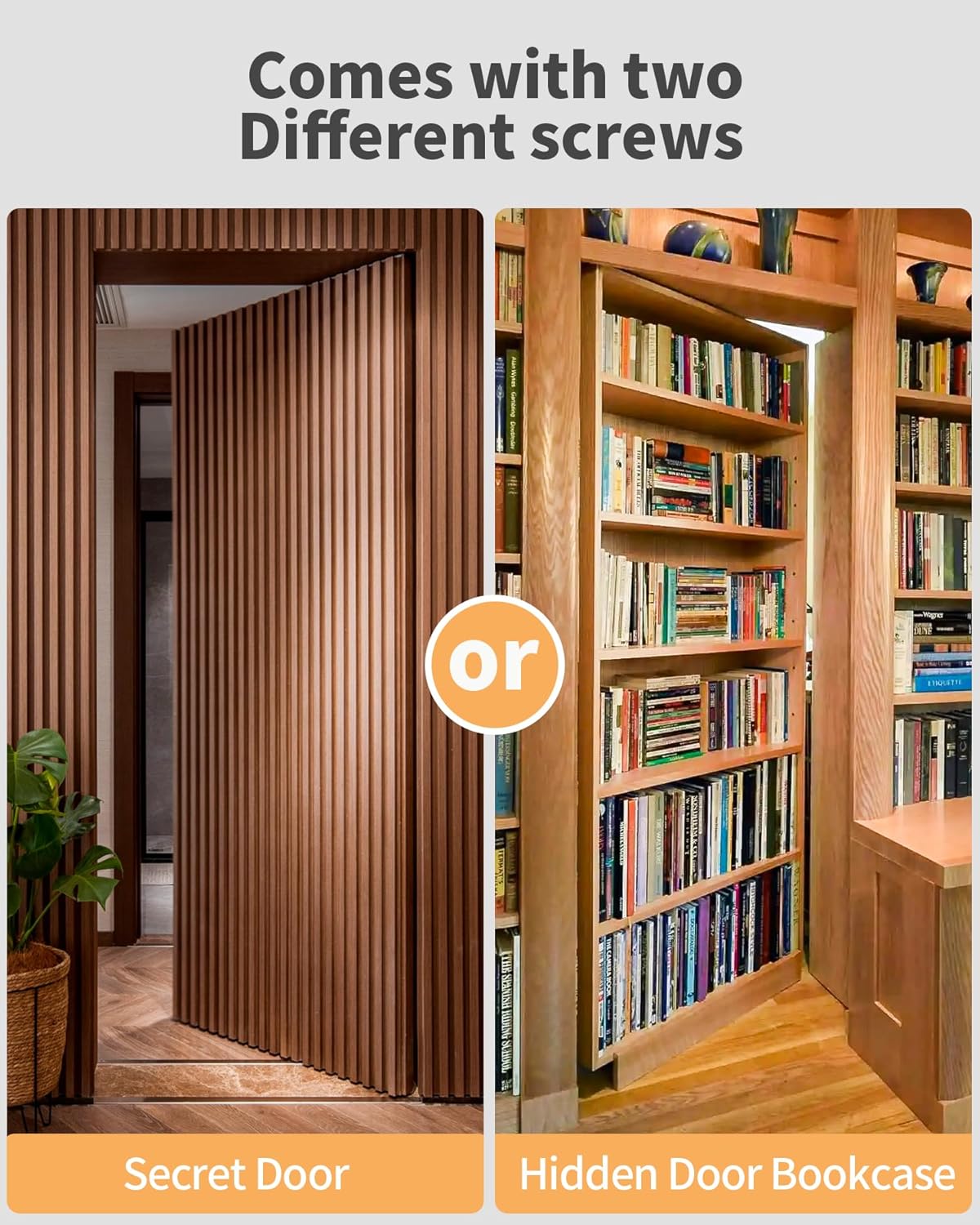 Heavy Duty Pivot Hinge for Wood Door with 360 Degree Rotation,Ideal for Hidden Bookcase Doors and Secret Doors,Invisible Pivot Door Hardware for Bookshelf.