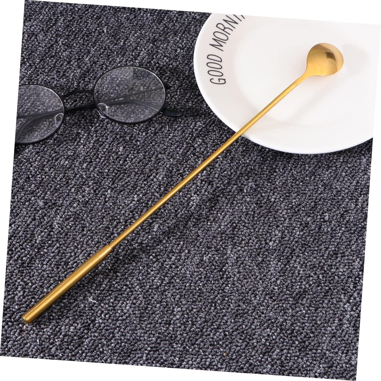 Amosfun Ice Spoon Long Handle Stainless Steel Stirring Spoon for Coffee Milk Frother