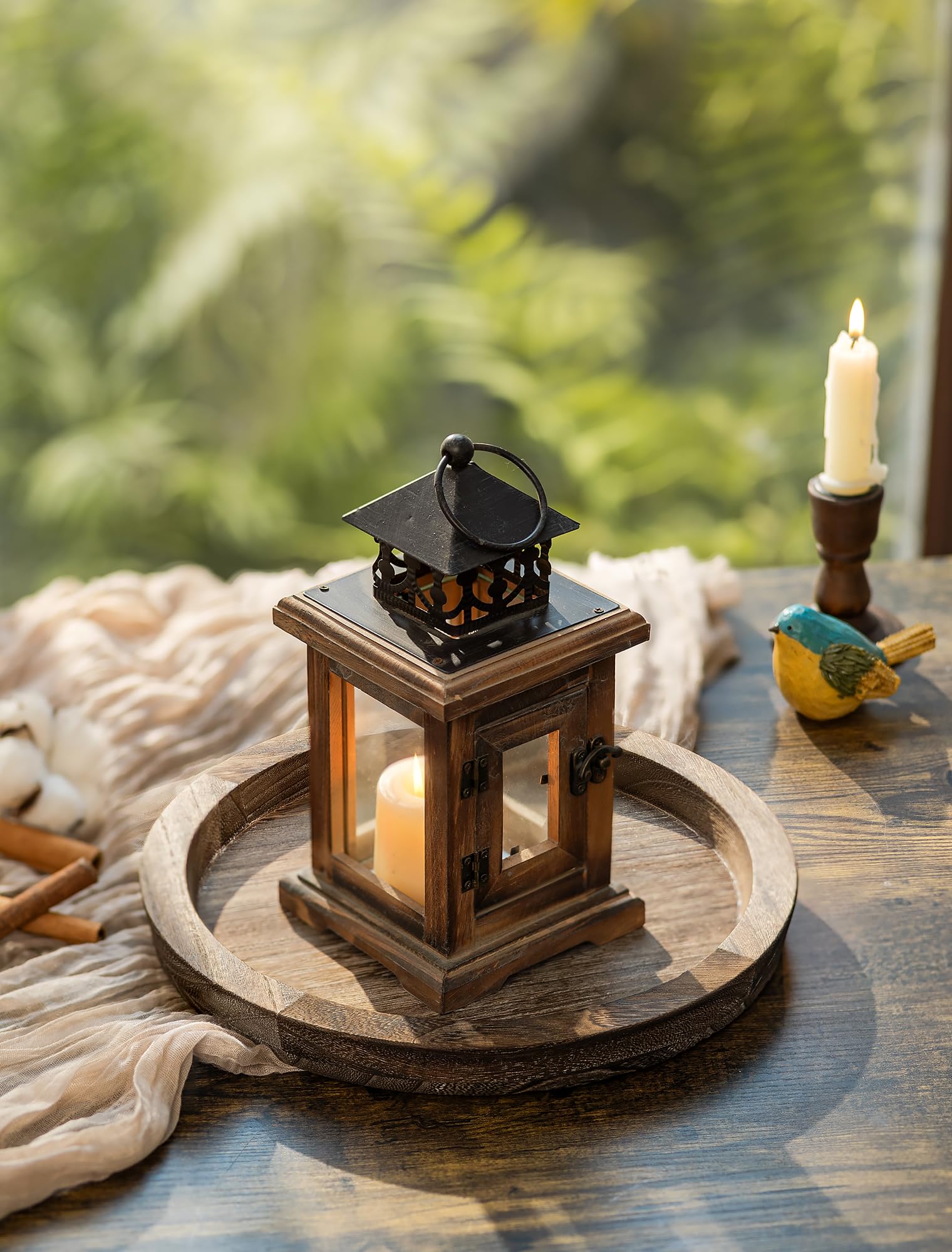 Amazon.co.jp: Hanobe 木製キャンドルホルダートレイ:ラウンド装飾