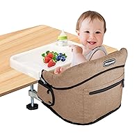 Vista 10 de Silla alta de gancho con bandeja desmontable, silla alta portátil plegable de viaje para bebé, asiento de alimentación ligero con bolsa