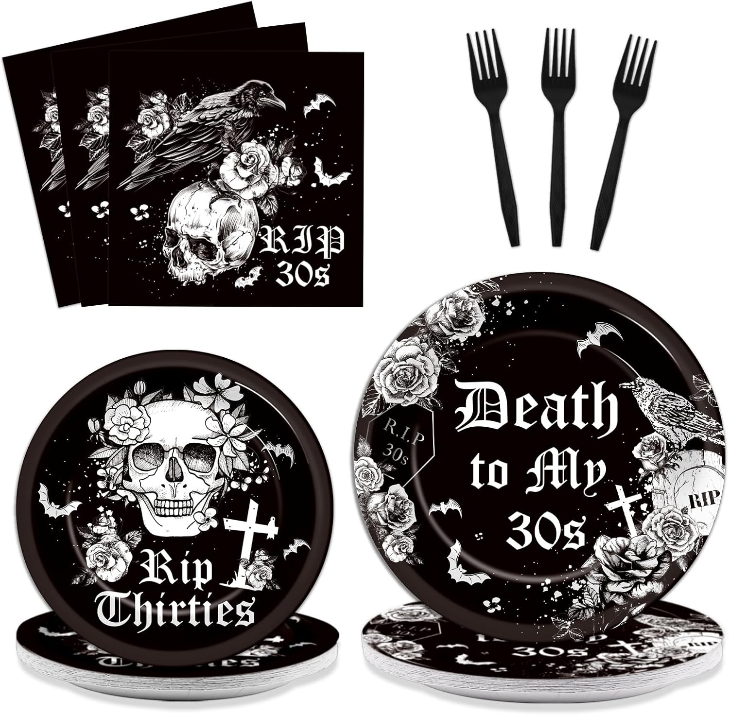 96 Pcs 40th Birthday Plates and Napkins Party Supplies Set