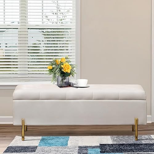 Miniatura 6 de Banco de almacenamiento de terciopelo, banco moderno para el extremo de la cama para dormitorio, banco otomano tapizado con almacenamiento para sala