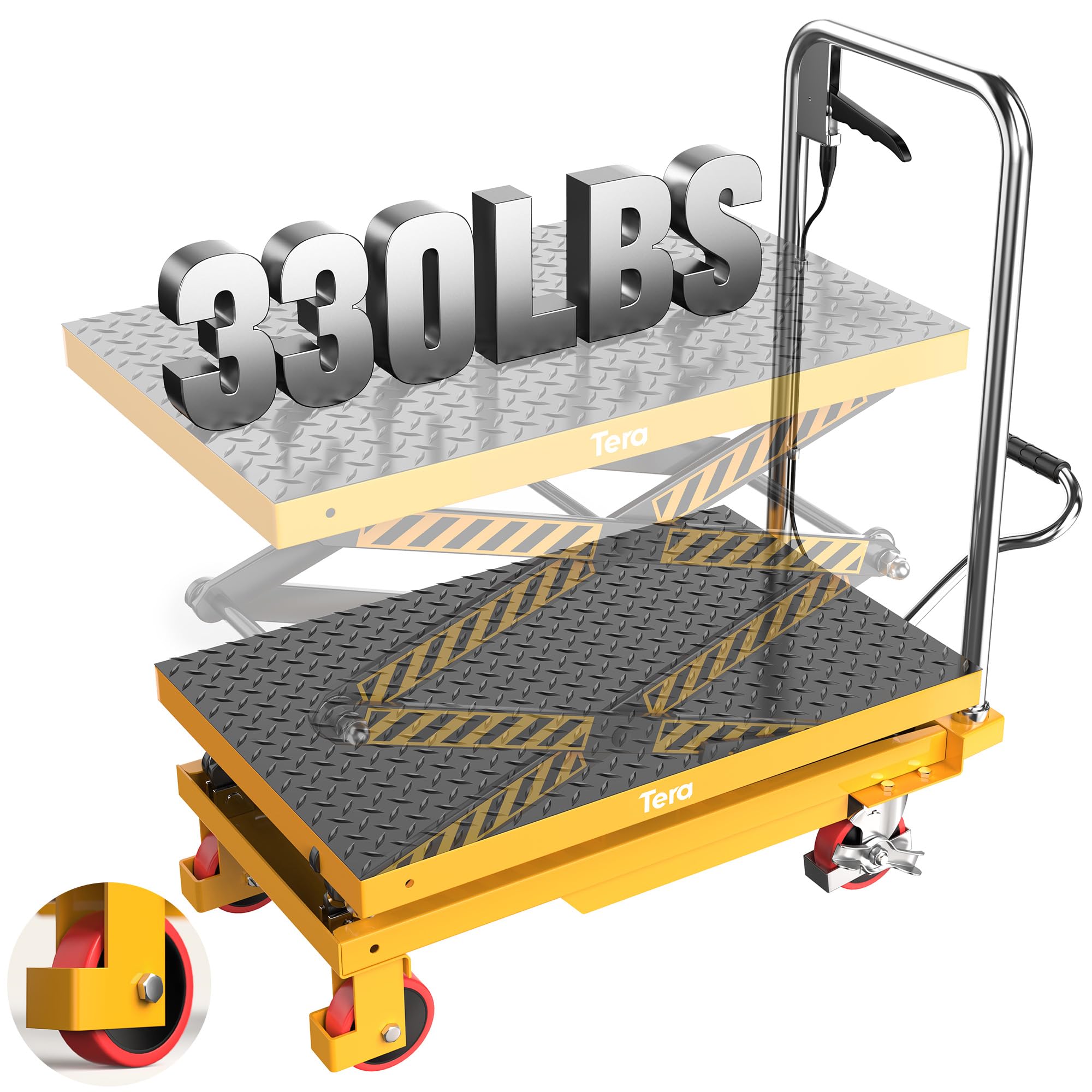 Photo 1 of **PARTS ONLY** Tera Hydraulic Lift Table Cart: 330lbs Capacity 10.4"-49.6" Lift Height Manual Double Scissor Lift with Anti-Collision Wheels Non-Slip Pad & Fixing Tape for Warehouse Material Handling LT1502
