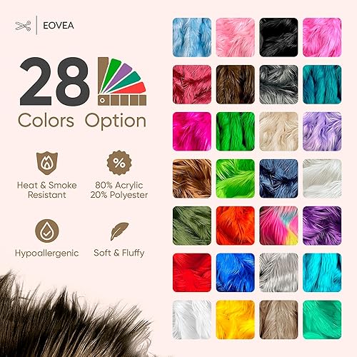 Miniatura 10 de Tela de piel sintética lanuda - 20 x 20 pulgadas - Parche de piel precortada - Azul real - Suministro de manualidades, pasatiempo, disfraz,