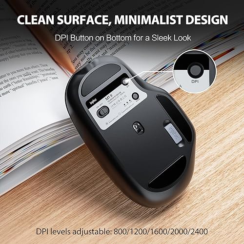Miniatura 8 de INPHIC - Mouse inalámbrico silencioso pequeño y recargable de 24 G 1600 DPI óptico portátil para viaje con receptor USB para PC portátil computadora