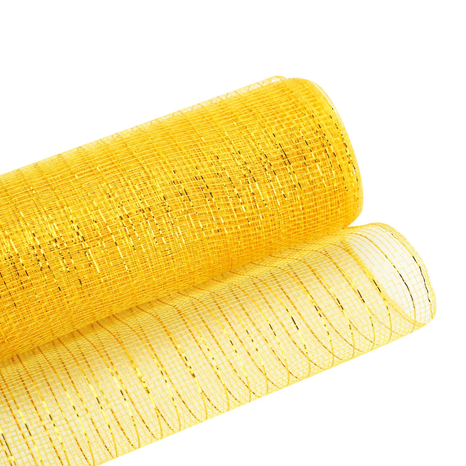 Yalulu Metallic Mesh Ribbon, 10 Inches x 10 Yards Foil Mesh Ribbon Deco Mesh Rolls for Wreaths Swags, Craft Home Decoration (Light Gold)