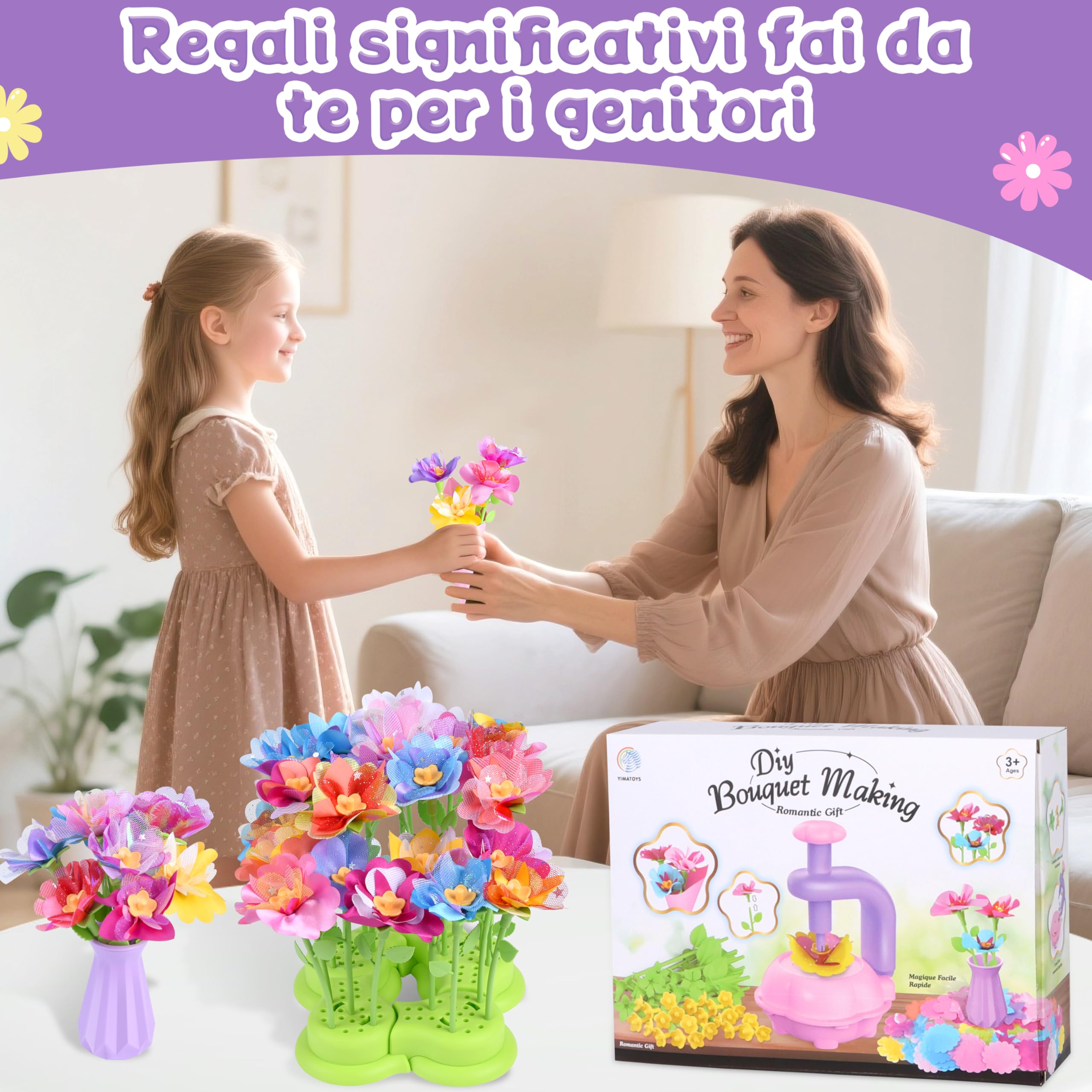 Charmofun Il Laboratorio dei Fiori, Kit Artigianale con Macchina per la Produzione di Fiori Bambini, Regalo Giocattoli Creativo per Bambina 4 5 6 7 8+ Anni