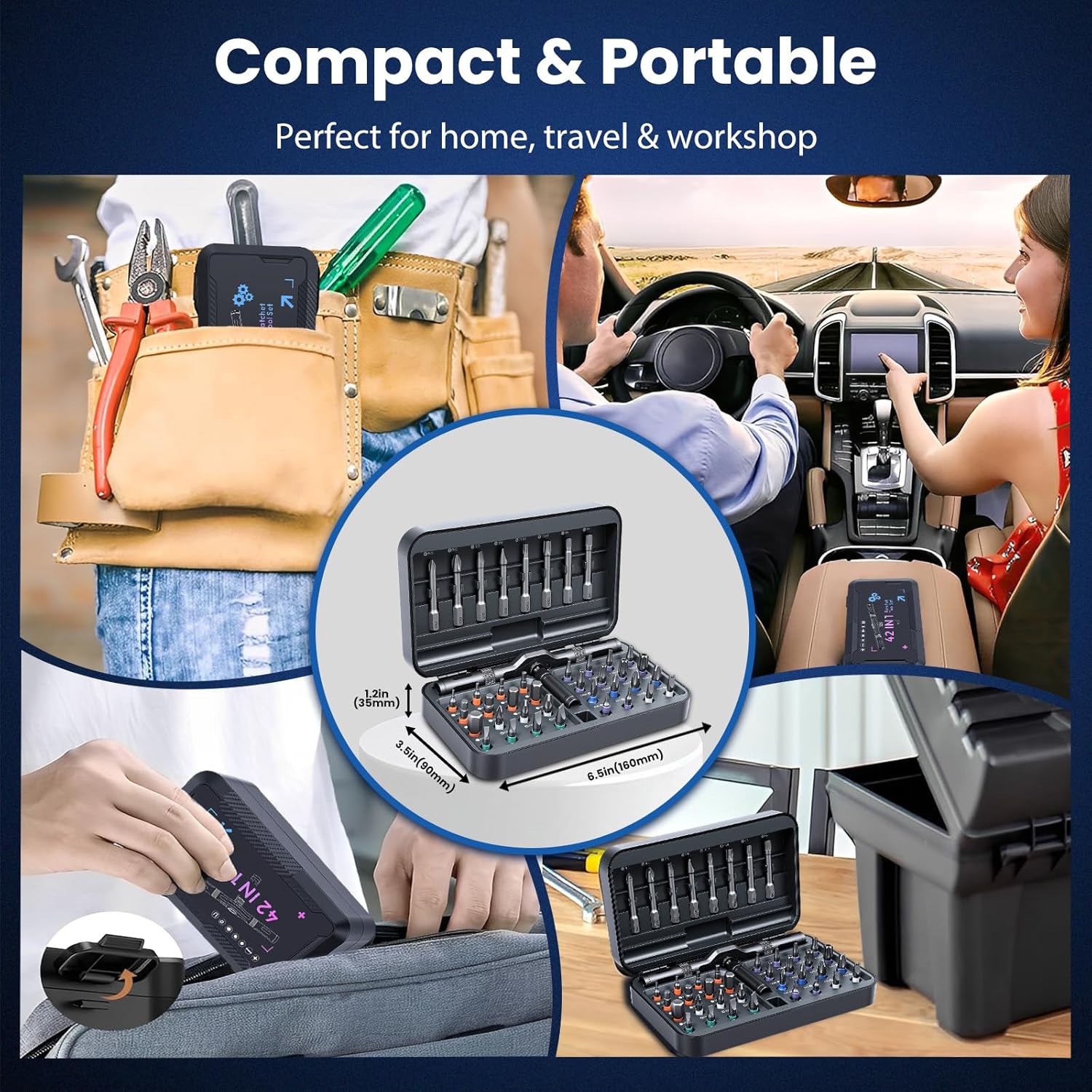 Ratcheting Screwdriver Set, 42PCS Magnetic Multi-Bit Driver with 6.2° Ratcheting Gear, T-Handle & Magnetic Booster, Extended Lever Handle, 40 S2 Steel Bits with Portable Case for Home Repair & DIY