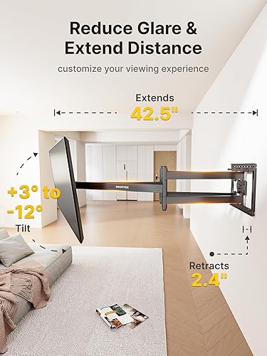 Miniatura 3 de monTEK Soporte de pared para TV de brazo largo para la mayoría de televisores de 43 a 90 pulgadas, soporte de TV de extensión de 42.5 pulgadas