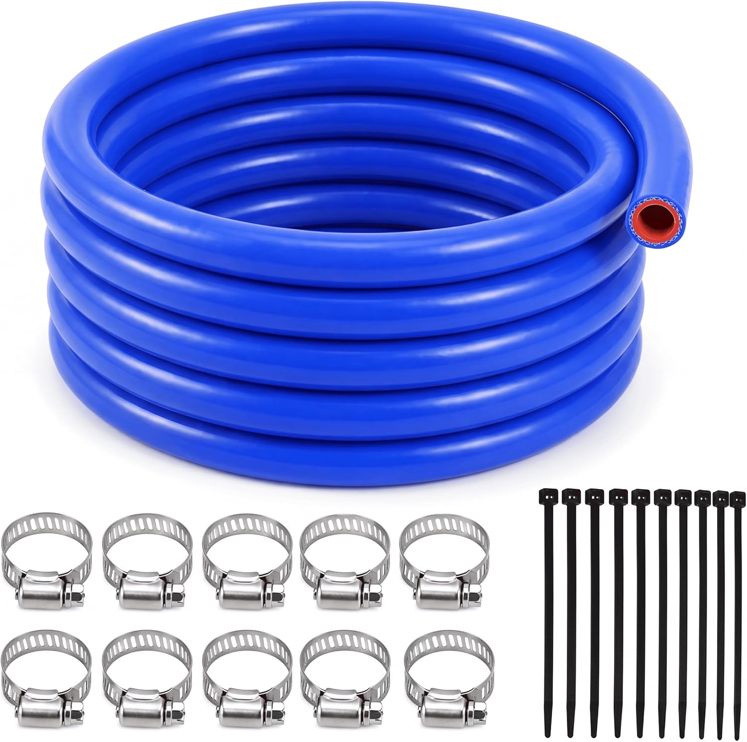 Outus 3/4" ID Silicone Heater Hose 10ft with Clamp Nylon Zip Ties, Coolant Radiator Hose Straight 85 Psi Pressure Reinforced High Temperature for Water Gas Transportation