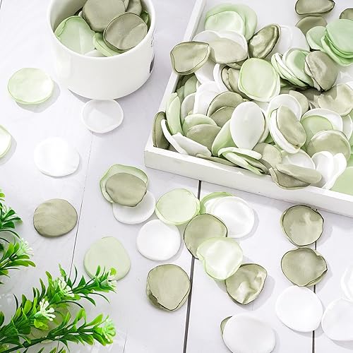 Miniatura 6 de Whaline 300 pétalos de rosa de seda, pétalos de flores verdes con caja de regalo, flores artificiales dispersas para despedida de soltera, noche