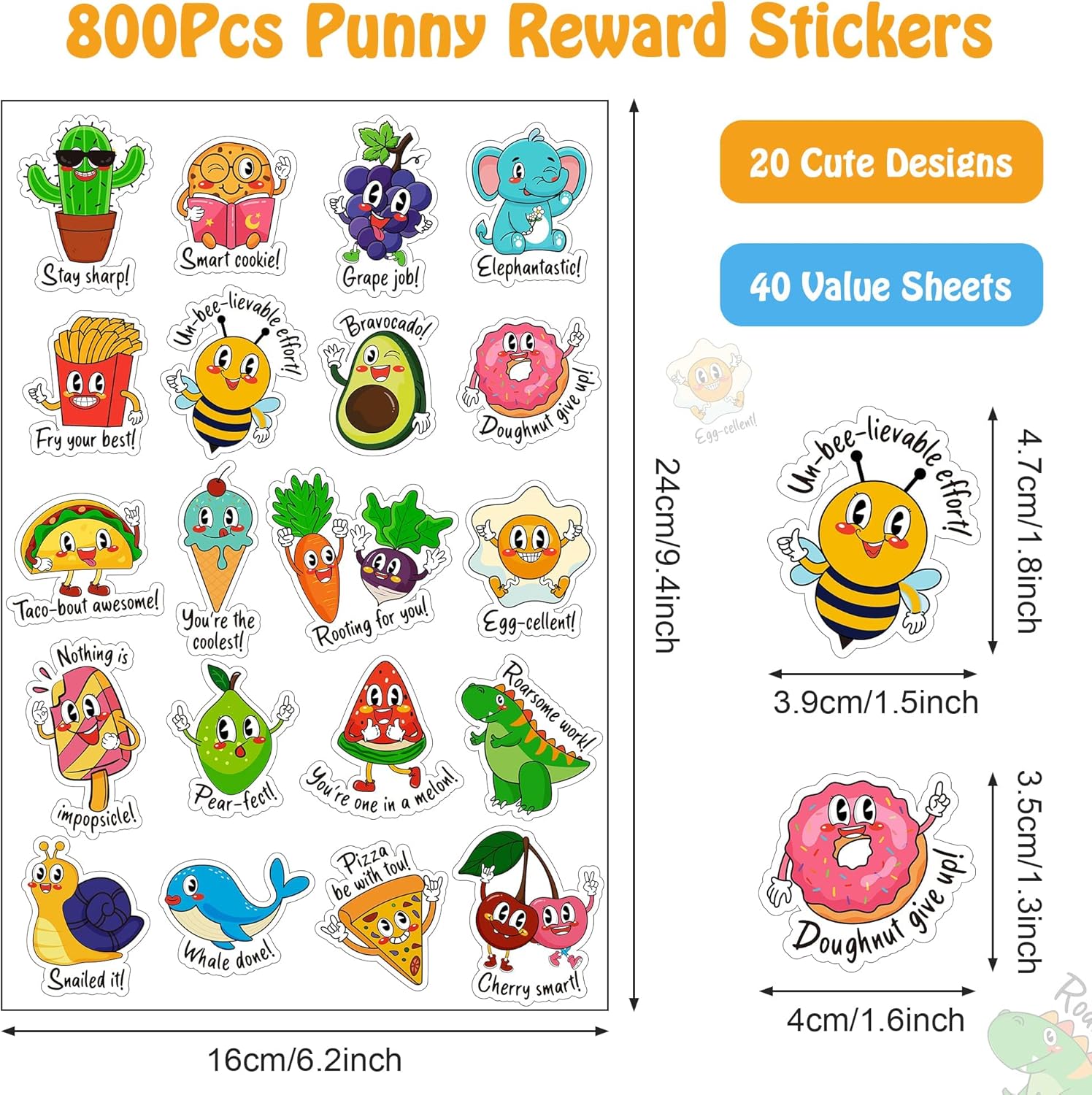 D-FantiX Punny Rewards Stickers for Kids, 800 Pieces Motivational Funny Stickers, Teacher Stickers for Students Classroom, Positive Cute Incentive Stickers for Kids Teacher School Classroom Supplies : Office Products